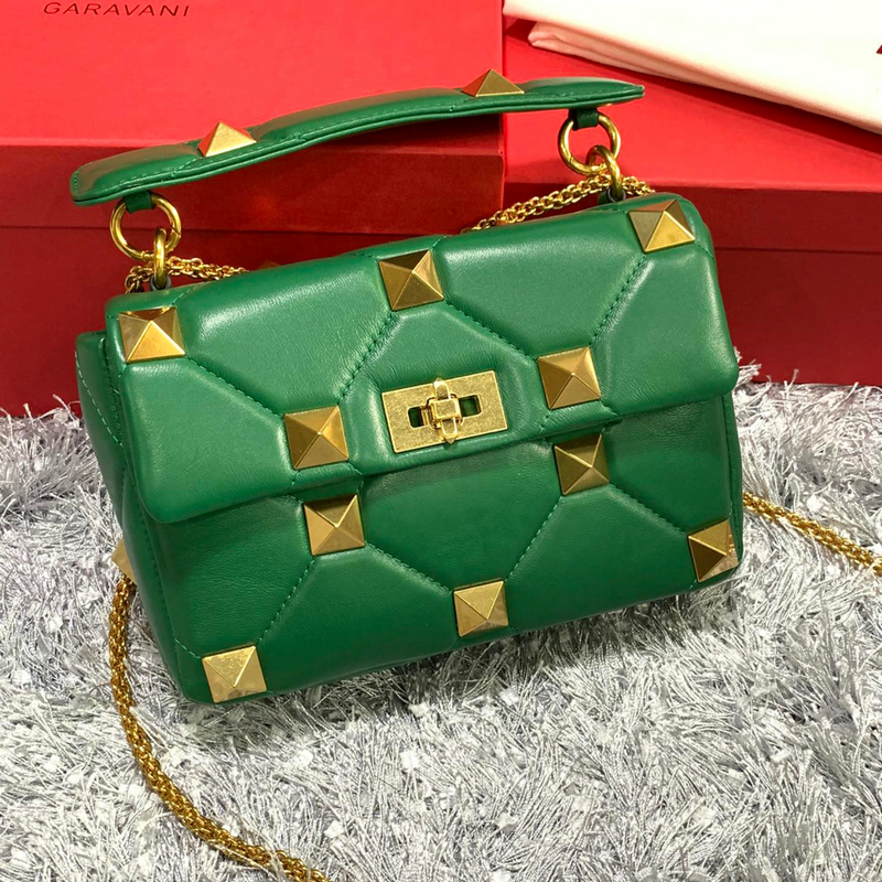 Valentino Garavani Roman Stud Shoulder Bag Green
