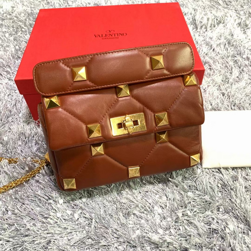 Valentino Garavani Roman Stud Shoulder Bag Brown