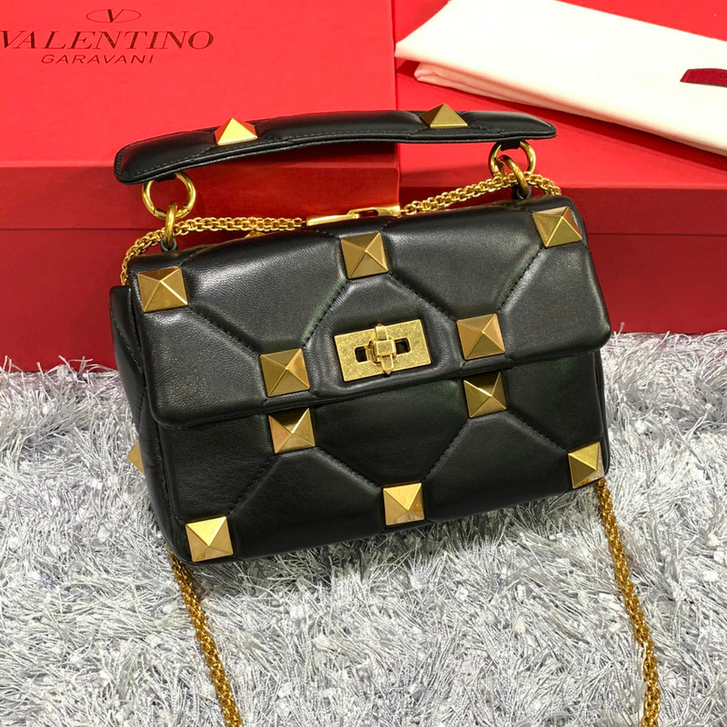 Valentino Garavani Roman Stud Shoulder Bag Black