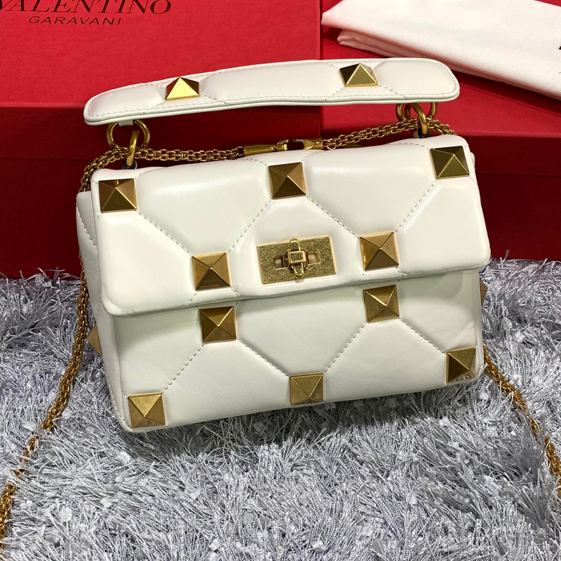 Valentino Garavani Roman Stud Shoulder Bag White