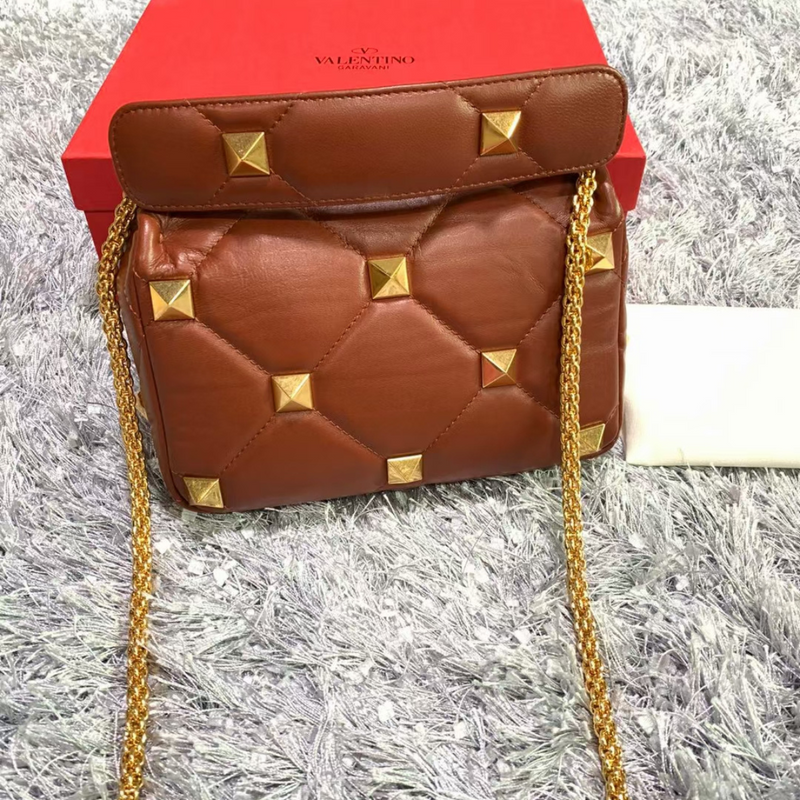 Valentino Garavani Roman Stud Shoulder Bag Brown