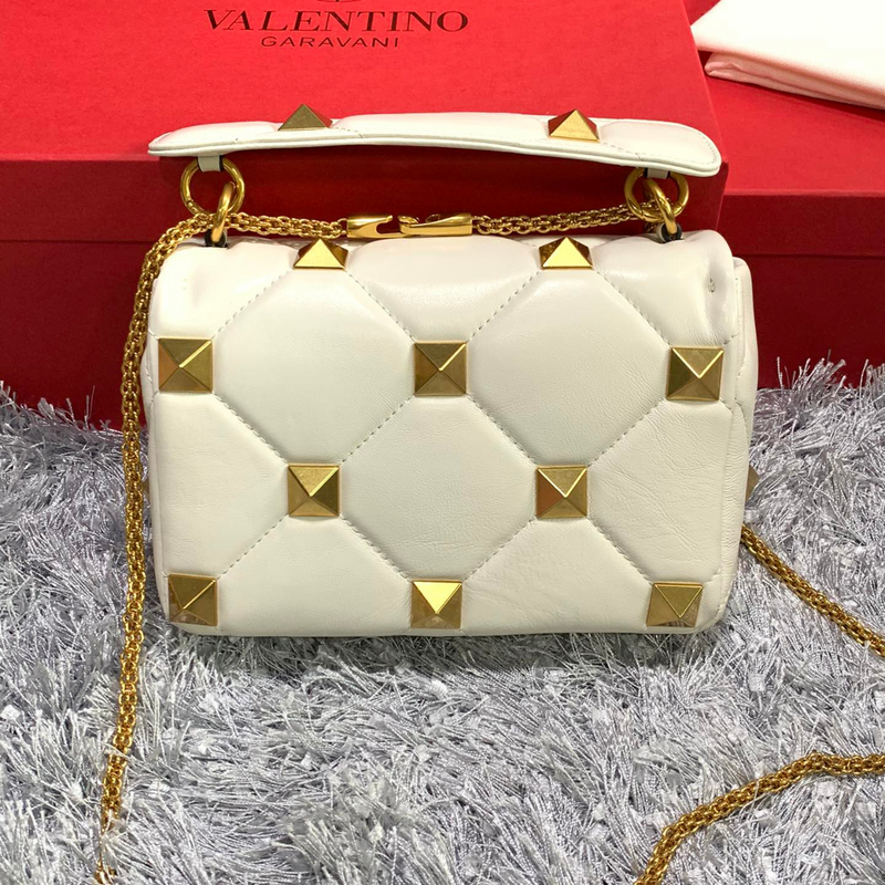 Valentino Garavani Roman Stud Shoulder Bag White