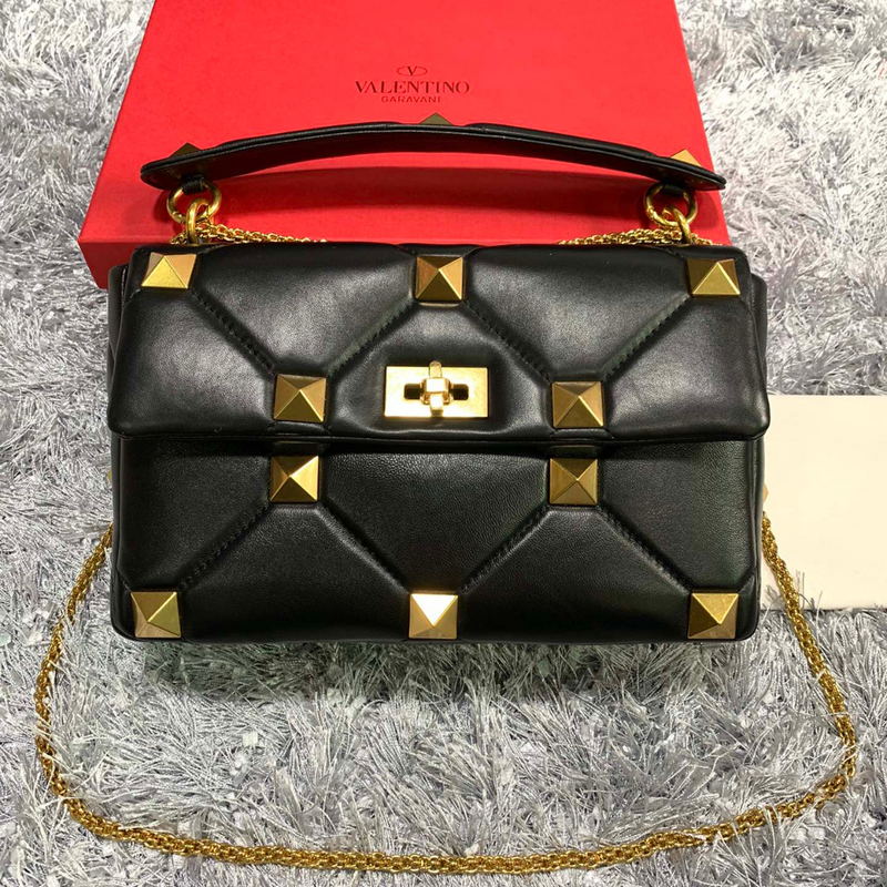 Valentino Garavani Roman Stud Shoulder Bag Black