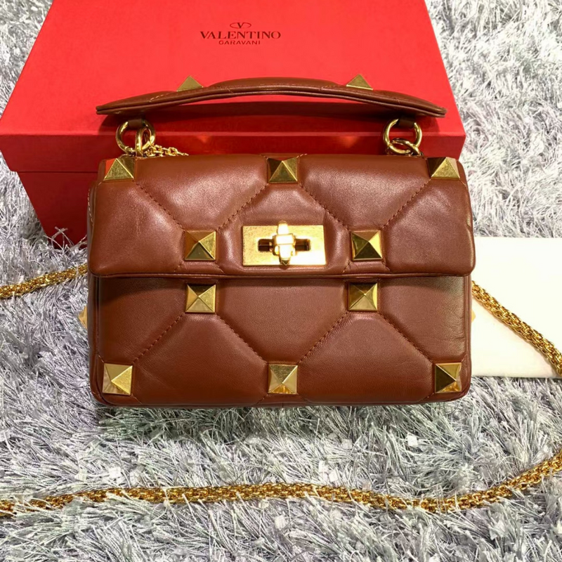 Valentino Garavani Roman Stud Shoulder Bag Brown