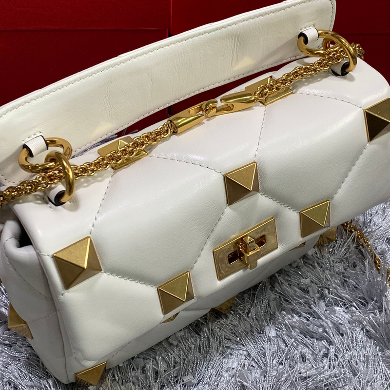 Valentino Garavani Roman Stud Shoulder Bag White