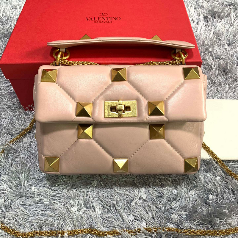 Valentino Garavani Roman Stud Shoulder Bag Beige