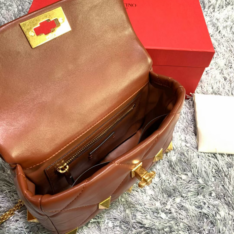 Valentino Garavani Roman Stud Shoulder Bag Brown